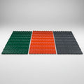 Bright orange-red corrugated plastic roofing sheets with a ribbed pattern, shown on a plain white background.